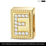 Letter E Tarnish-resistant Silver Rectangular Charms In 14K Gold Plated