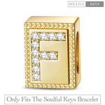 Letter F Tarnish-resistant Silver Rectangular Charms In 14K Gold Plated