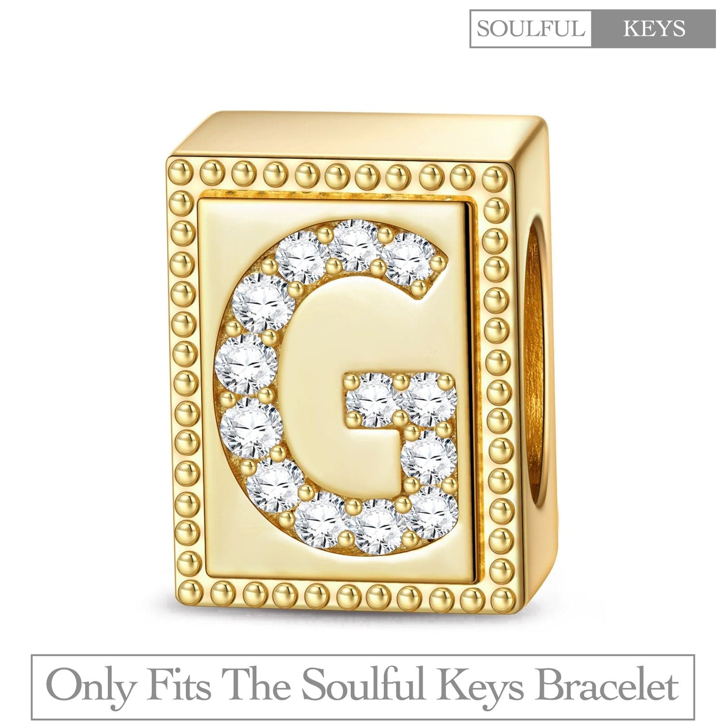 Letter G Tarnish-resistant Silver Rectangular Charms In 14K Gold Plated