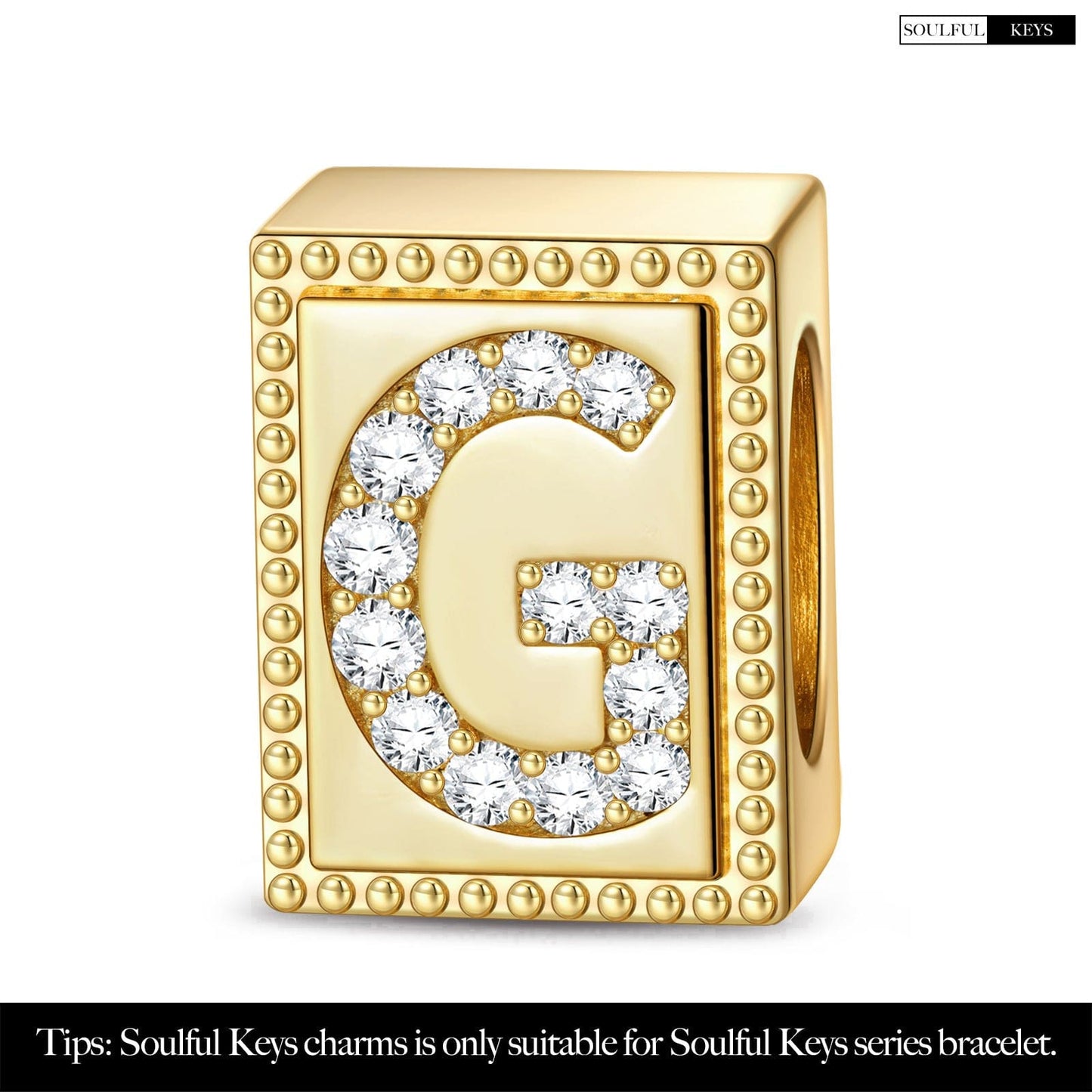 Letter G Tarnish-resistant Silver Rectangular Charms In 14K Gold Plated