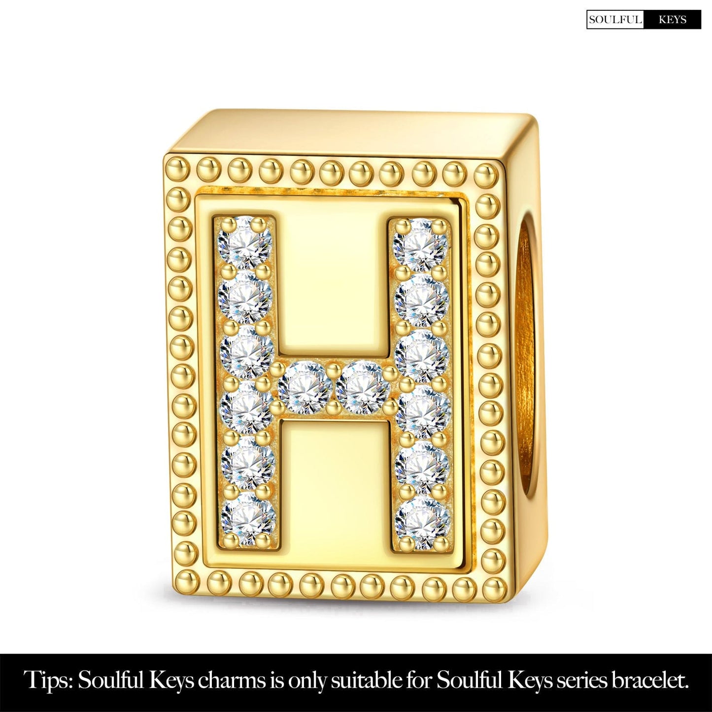 Letter H Tarnish-resistant Silver Rectangular Charms In 14K Gold Plated