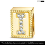 Letter I Tarnish-resistant Silver Rectangular Charms In 14K Gold Plated