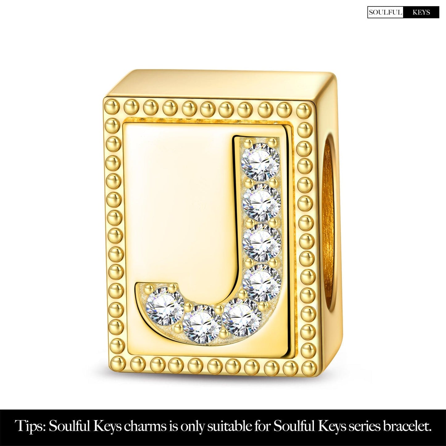 Letter J Tarnish-resistant Silver Rectangular Charms In 14K Gold Plated