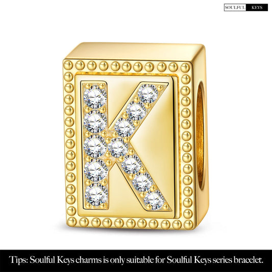 gon- Letter K Tarnish-resistant Silver Rectangular Charms In 14K Gold Plated