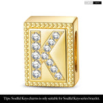 Letter K Tarnish-resistant Silver Rectangular Charms In 14K Gold Plated