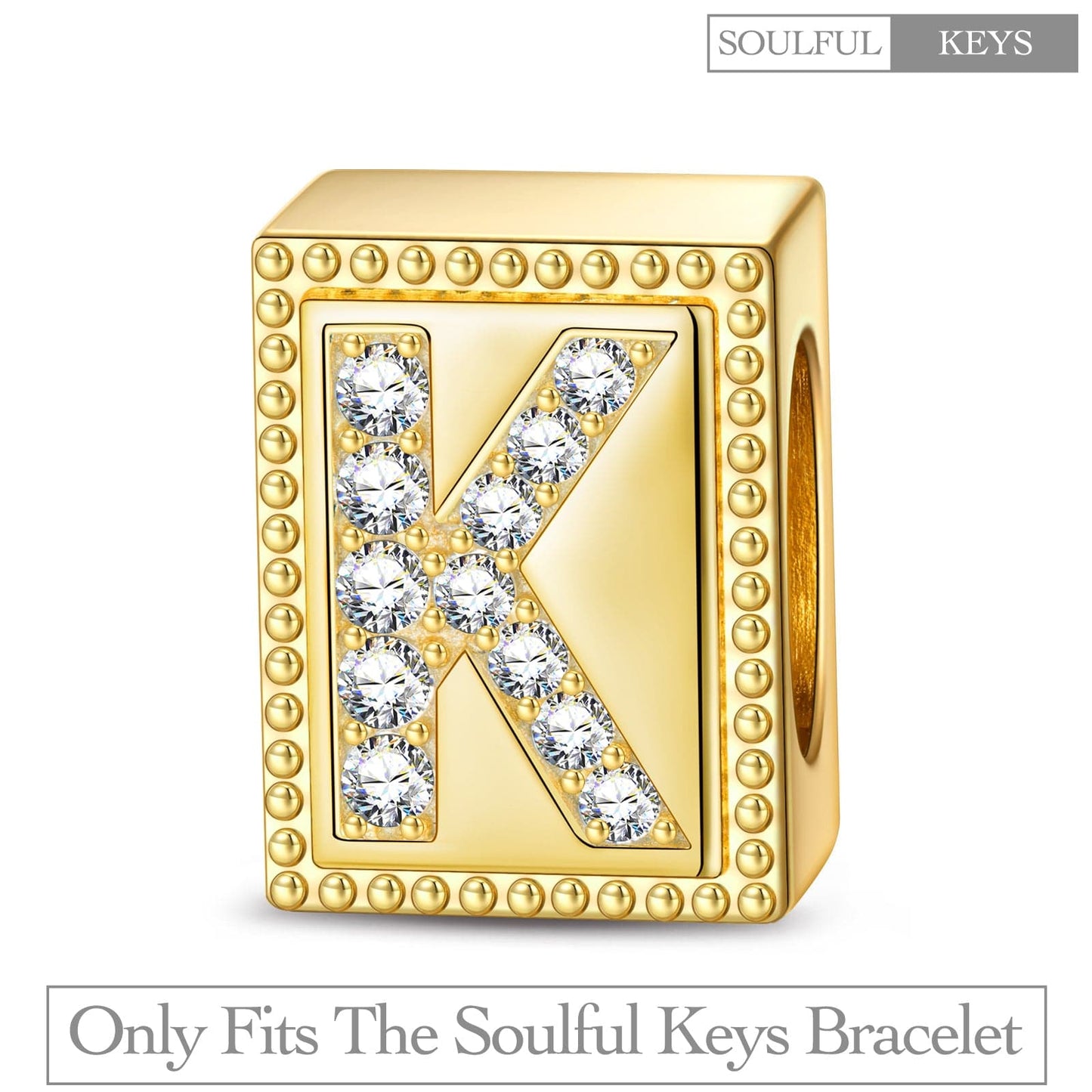 Letter K Tarnish-resistant Silver Rectangular Charms In 14K Gold Plated