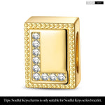 Letter L Tarnish-resistant Silver Rectangular Charms In 14K Gold Plated