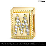Letter M Tarnish-resistant Silver Rectangular Charms In 14K Gold Plated