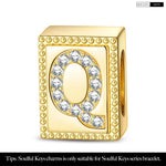 Letter Q Tarnish-resistant Silver Rectangular Charms In 14K Gold Plated