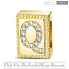 Letter Q Tarnish-resistant Silver Rectangular Charms In 14K Gold Plated