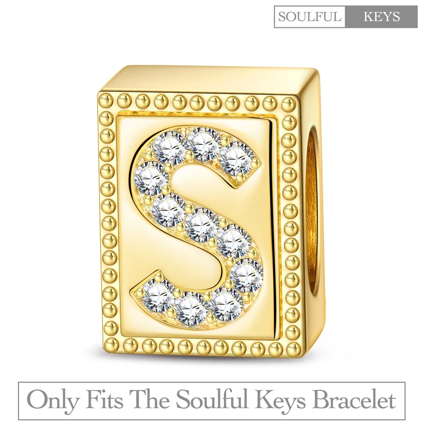 Letter S Tarnish-resistant Silver Rectangular Charms In 14K Gold Plated