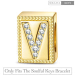 Letter V Tarnish-resistant Silver Rectangular Charms In 14K Gold Plated