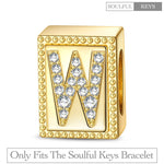 Letter W Tarnish-resistant Silver Rectangular Charms In 14K Gold Plated