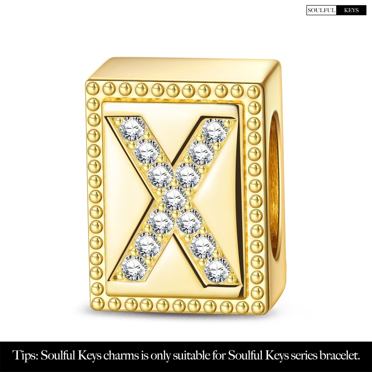 Letter X Tarnish-resistant Silver Rectangular Charms In 14K Gold Plated