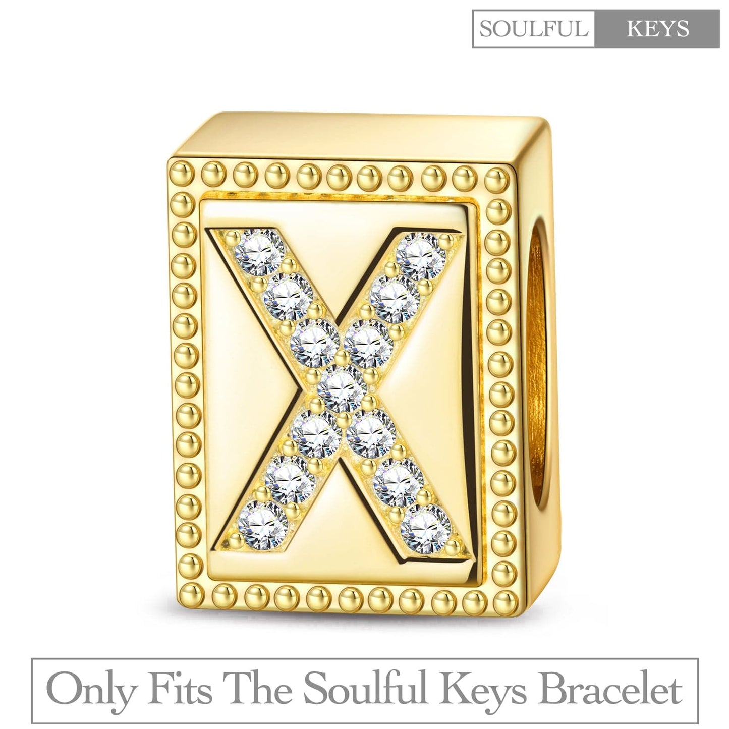 Letter X Tarnish-resistant Silver Rectangular Charms In 14K Gold Plated