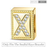 Letter X Tarnish-resistant Silver Rectangular Charms In 14K Gold Plated