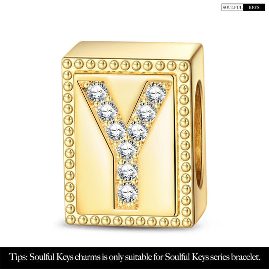 gon- Letter Y Tarnish-resistant Silver Rectangular Charms In 14K Gold Plated