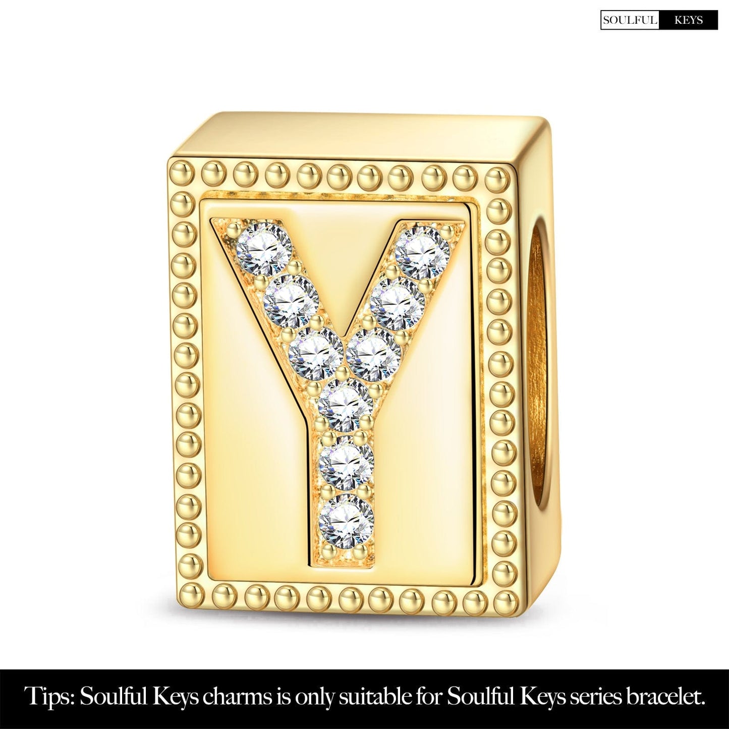 Letter Y Tarnish-resistant Silver Rectangular Charms In 14K Gold Plated