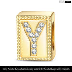 Letter Y Tarnish-resistant Silver Rectangular Charms In 14K Gold Plated