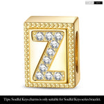 Letter Z Tarnish-resistant Silver Rectangular Charms In 14K Gold Plated