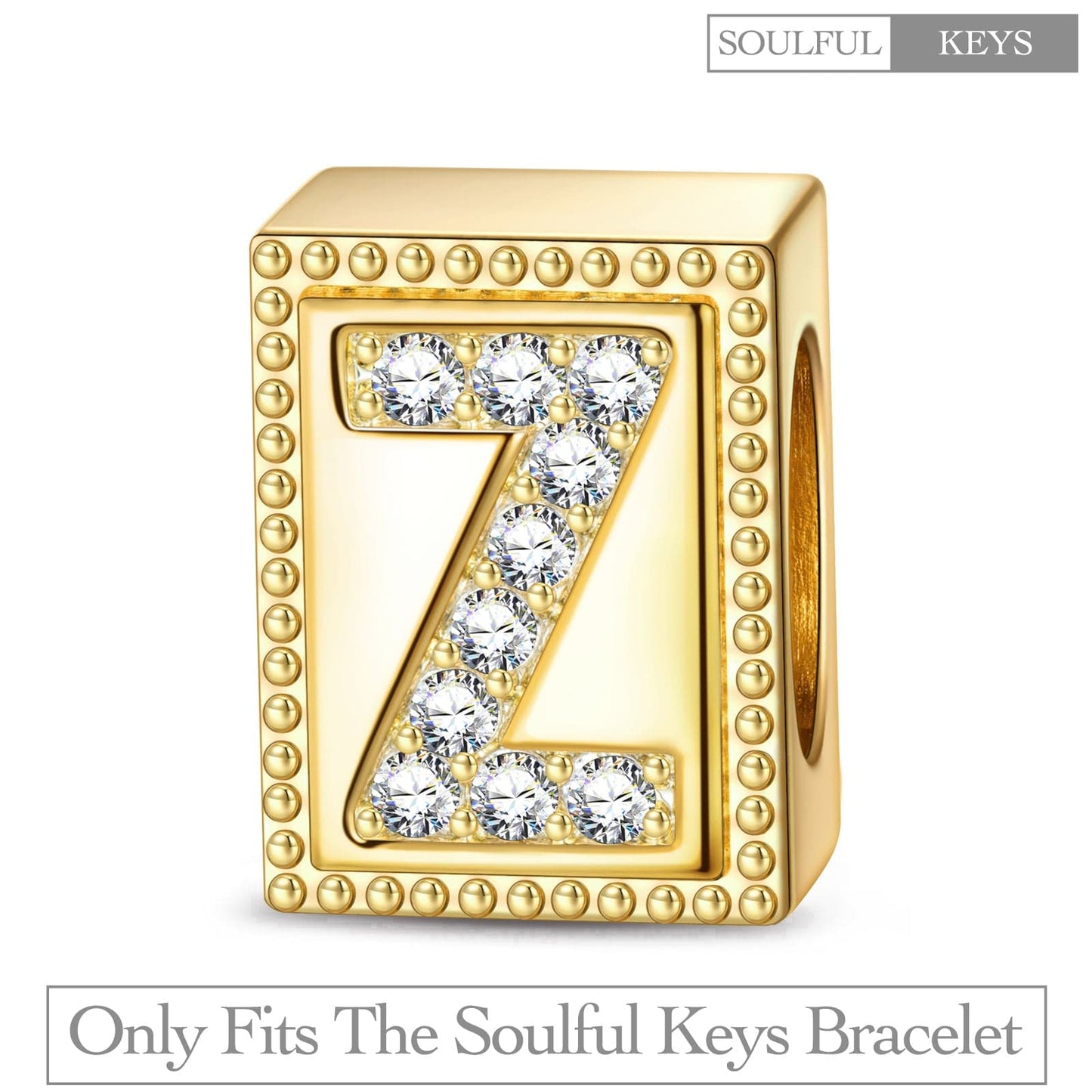 Letter Z Tarnish-resistant Silver Rectangular Charms In 14K Gold Plated