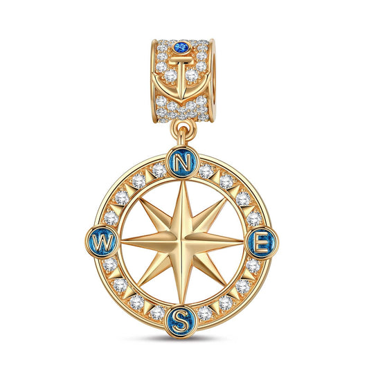 gon- Navigational Stars Tarnish-resistant Silver Charms With Enamel In 14K Gold Plated
