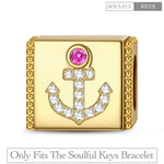 Anchor Tarnish-resistant Silver Rectangular Charms In 14K Gold Plated