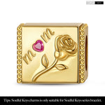 Rose to Mom Tarnish-resistant Silver Rectangular Charms In 14K Gold Plated