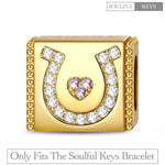 Lucky Horseshoe Tarnish-resistant Silver Rectangular Charms In 14K Gold Plated