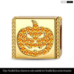 Halloween Pumpkin Tarnish-resistant Silver Rectangular Charms In 14K Gold Plated