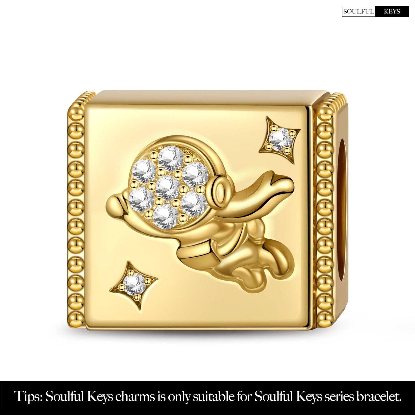 Enjoy the Space Tarnish-resistant Silver Rectangular Charms In 14K Gold Plated