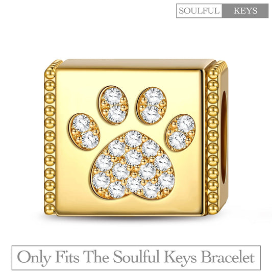 gon- Lovely Paw Tarnish-resistant Silver Rectangular Charms In 14K Gold Plated