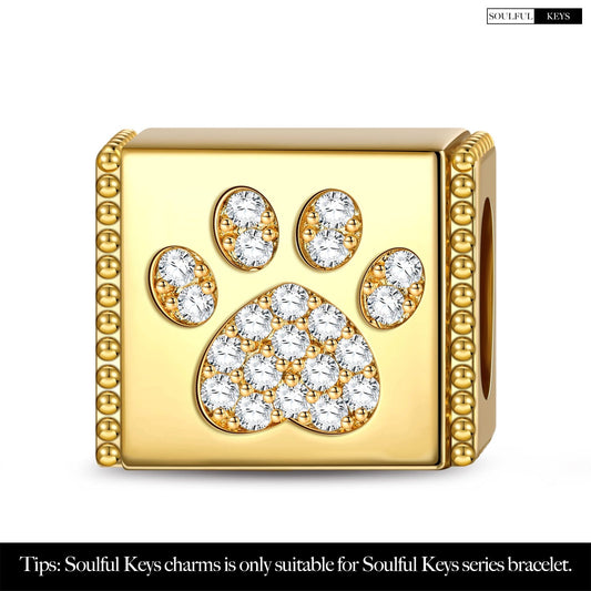 gon- Lovely Paw Tarnish-resistant Silver Rectangular Charms In 14K Gold Plated