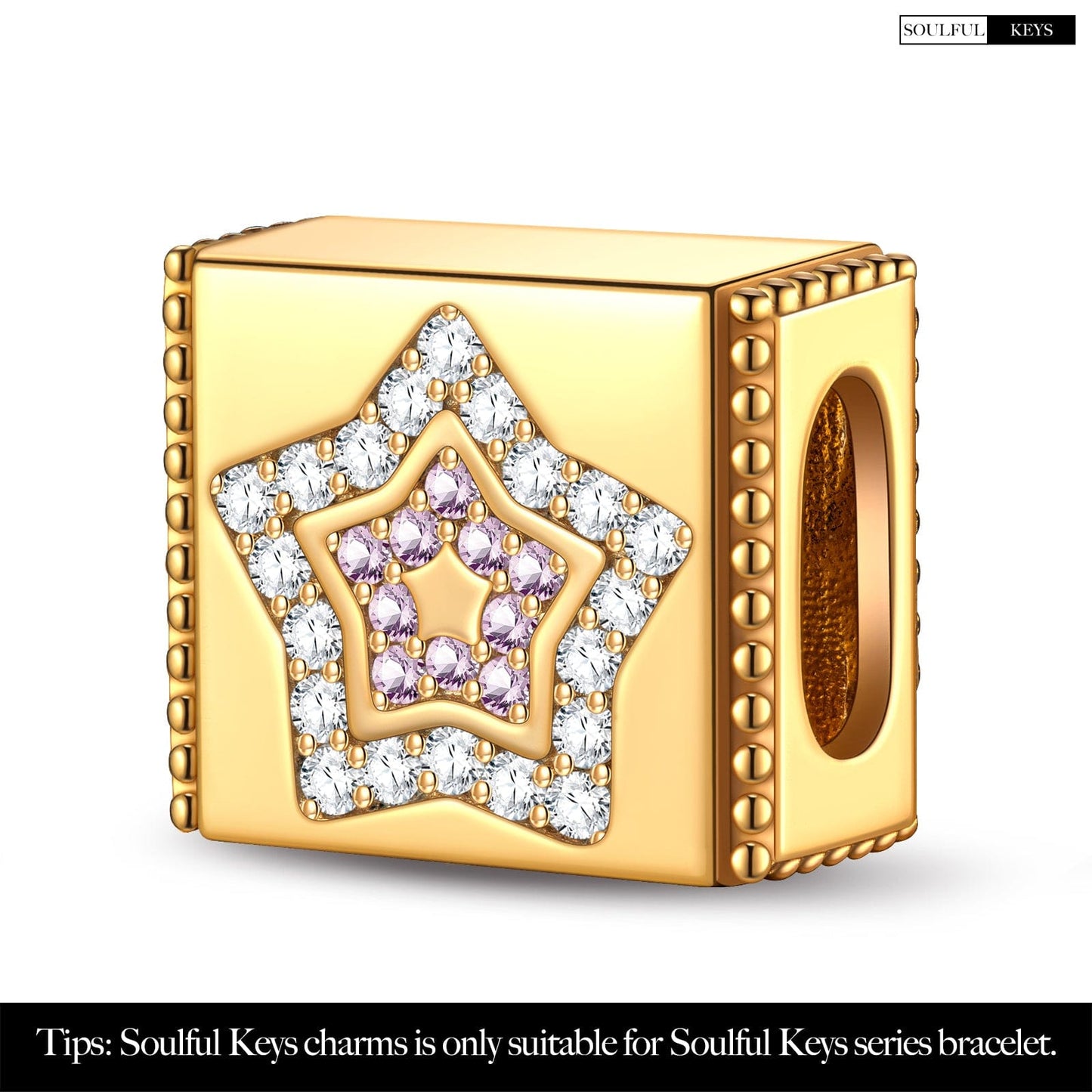 Twinkling Stars Tarnish-resistant Silver Rectangular Charms In 14K Gold Plated