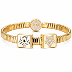 Twinkling Stars Tarnish-resistant Silver Rectangular Charms In 14K Gold Plated