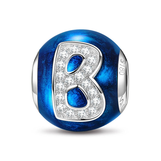 gon- Letter B Tarnish-resistant Silver Charms With Enamel In White Gold Plated