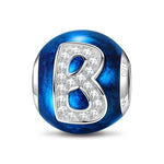 Letter B Tarnish-resistant Silver Charms With Enamel In White Gold Plated