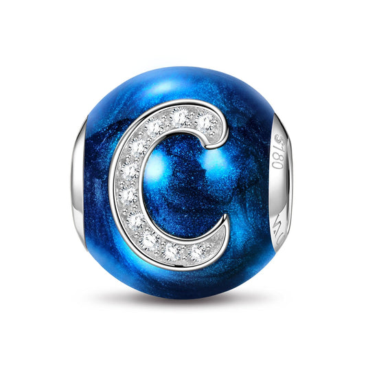 gon- Letter C Tarnish-resistant Silver Charms With Enamel In White Gold Plated