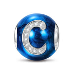 Letter C Tarnish-resistant Silver Charms With Enamel In White Gold Plated