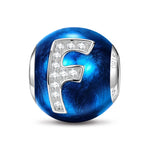 Letter F Tarnish-resistant Silver Charms With Enamel In White Gold Plated