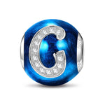 Letter G Tarnish-resistant Silver Charms With Enamel In White Gold Plated