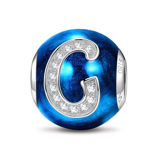 gon- Letter G Tarnish-resistant Silver Charms With Enamel In White Gold Plated