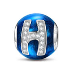 Letter H Tarnish-resistant Silver Charms With Enamel In White Gold Plated