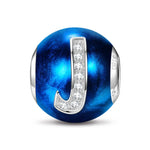 Letter J Tarnish-resistant Silver Charms With Enamel In White Gold Plated