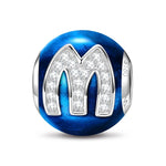 Letter M Tarnish-resistant Silver Charms With Enamel In White Gold Plated