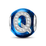 Letter Q Tarnish-resistant Silver Charms With Enamel In White Gold Plated