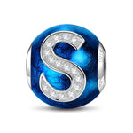 Letter S Tarnish-resistant Silver Charms With Enamel In White Gold Plated