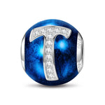 Letter T Tarnish-resistant Silver Charms With Enamel In White Gold Plated