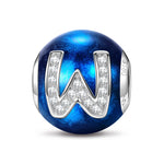 Letter W Tarnish-resistant Silver Charms With Enamel In White Gold Plated