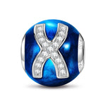 Letter X Tarnish-resistant Silver Charms With Enamel In White Gold Plated